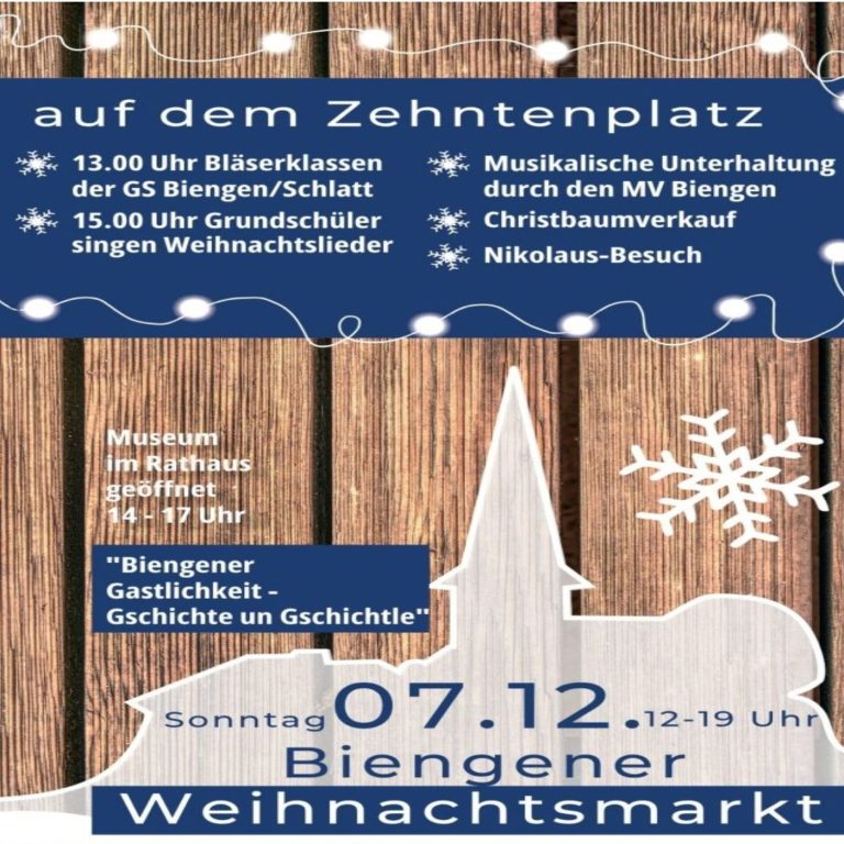 Weihnachtsmarkt am 07.12.2005 Werbeplakat Beginn 12:00 Uhr bis 19:00 Uhr auf dem Zehntplatz in Biengen